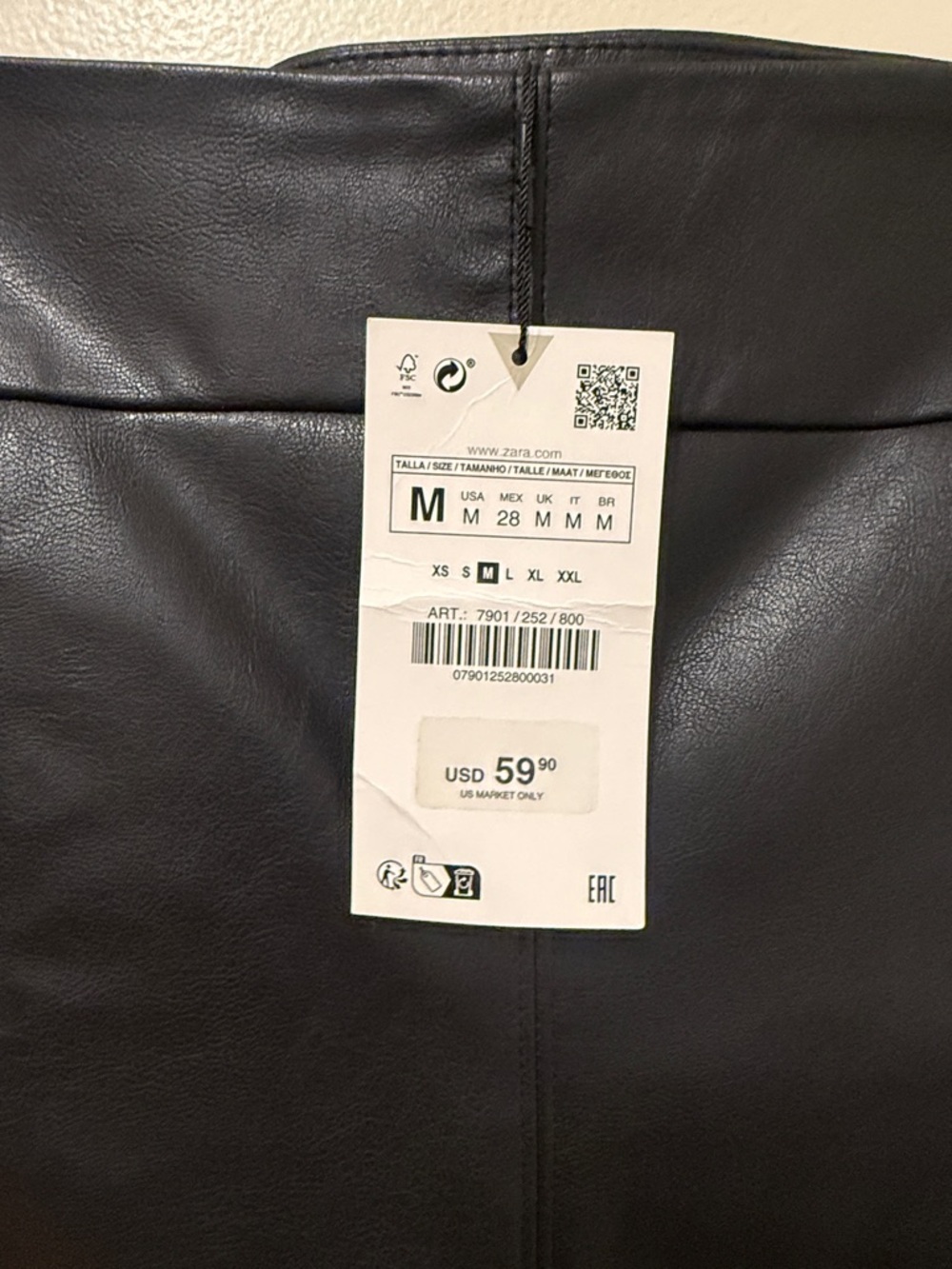 Zara Strapless Faux-Leather Midi Dress in Black - Picture 3 of 6